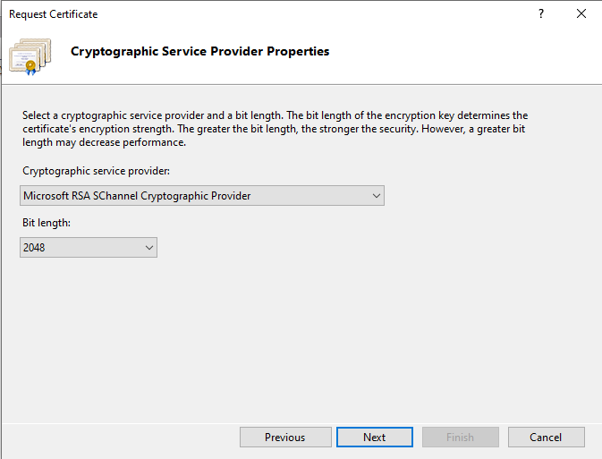 Screenshot of the Crypographic Service Provider Properties
